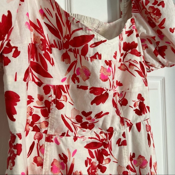 NWT Banana Republic puff sleeve white floral dress - Picture 9 of 14